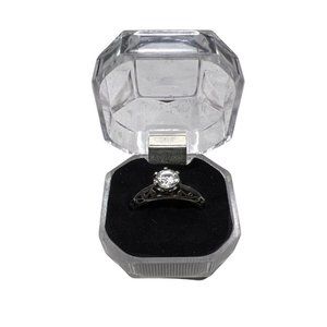 Vintage Sterling Silver 925 Engagement Women’s Ring Size 11-12 Cz Diamond Band